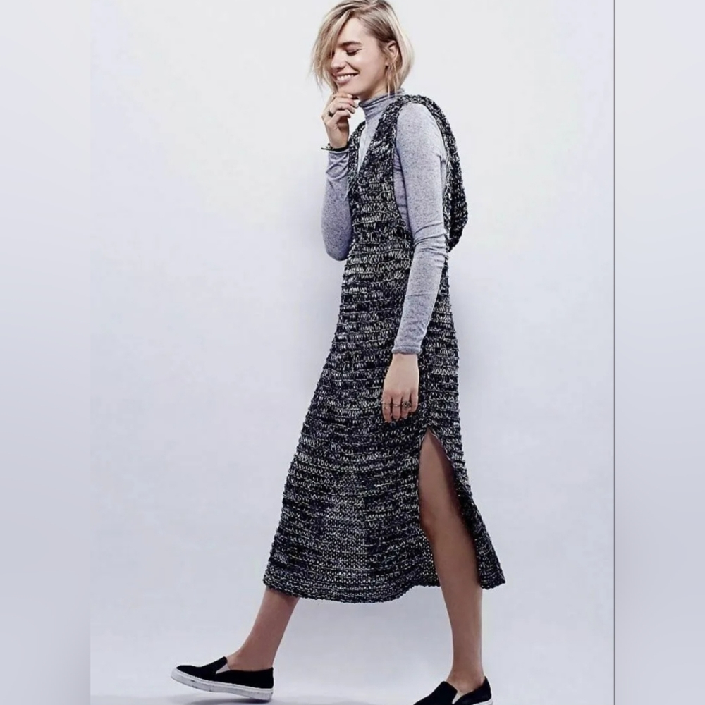 Free People Bali Beach Hooded Knit Chrochet Dress